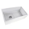 Nantucket Sinks Nantucket Sinks - 30 Inch White Fireclay Farmhouse Sink Offset Drain - Made In Italy 1 Nantucket Sinks Nantucket Sinks - 30 Inch White Fireclay Farmhouse Sink Offset Drain - Made In Italy -Plumb Tile fcfs3018w osd