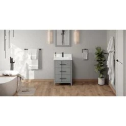 Jeffrey Alexander Jeffrey Alexander - Katara 24 Inch W Single Basin Bathroom Vanity Set -Plumb Tile isbgzfmk9f6vtpjqpyal