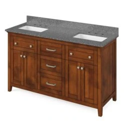Jeffrey Alexander Jeffrey Alexander - 60 Inch Chatham Vanity With Vanity Top And Two Undermount Rectangle Bowls 19 Jeffrey Alexander Jeffrey Alexander - 60 Inch Chatham Vanity With Vanity Top And Two Undermount Rectangle Bowls -Plumb Tile jeffrey alexander vkitcha60chbor