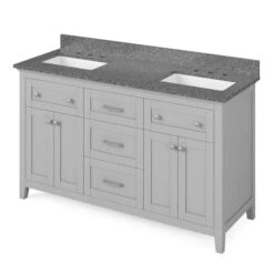 Jeffrey Alexander Jeffrey Alexander - 60 Inch Chatham Vanity With Vanity Top And Two Undermount Rectangle Bowls 20 Jeffrey Alexander Jeffrey Alexander - 60 Inch Chatham Vanity With Vanity Top And Two Undermount Rectangle Bowls -Plumb Tile jeffrey alexander vkitcha60grbor