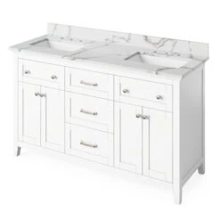 Jeffrey Alexander Jeffrey Alexander - 60 Inch Chatham Vanity With Vanity Top And Two Undermount Rectangle Bowls 31 Jeffrey Alexander Jeffrey Alexander - 60 Inch Chatham Vanity With Vanity Top And Two Undermount Rectangle Bowls -Plumb Tile jeffrey alexander vkitcha60whcqr