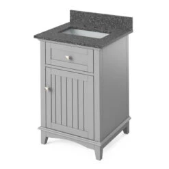 Jeffrey Alexander Jeffrey Alexander - 24 Inch Savino Vanity With Vanity Top And Undermount Rectangle Bowl -Plumb Tile jeffrey alexander vkitsav24grbor