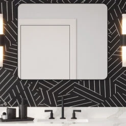 Jeffrey Alexander Jeffrey Alexander - 33 Inch W X 1 Inch D X 28 Inch H Rounded Rectangle Metal Frame Mirror