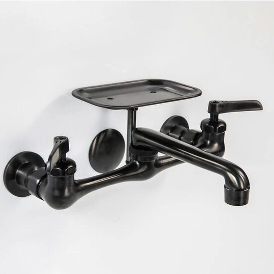 Nantucket Sinks Nantucket Sinks - Wallmount Sink Faucet With Soap Dish - Matte Black 3 Nantucket Sinks Nantucket Sinks - Wallmount Sink Faucet With Soap Dish - Matte Black
