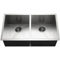 Hamat Hamat - Prizm 33 Inch Undermount Stainless Steel 50/50 Double Bowl Kitchen Sink
