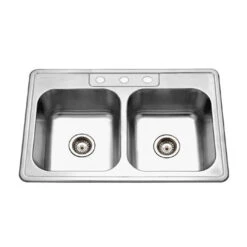 Hamat Hamat - Revive 33 Inch Topmount Stainless Steel 50/50 Double Bowl Kitchen Sink, 8 Inch Depth