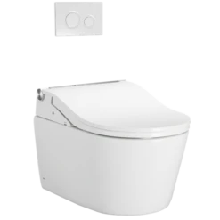 Toto Toto - Washlet+ Rp Wall-Hung D-Shape Toilet With Rw Bidet Seat And Duofit In-Wall 1.28 And 0.9 Gpf Auto Dual-Flush Tank System